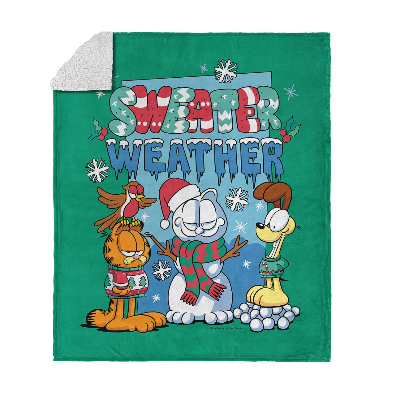 Nickelodeon Garfield Christmas Silk Touch Sherpa Throw Blanket